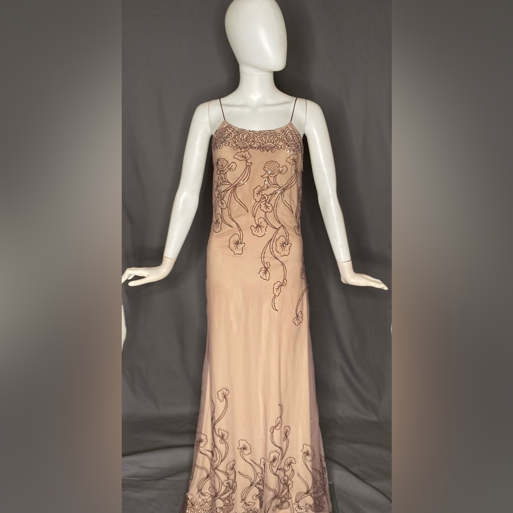 Brown evening dress with sparkle detail